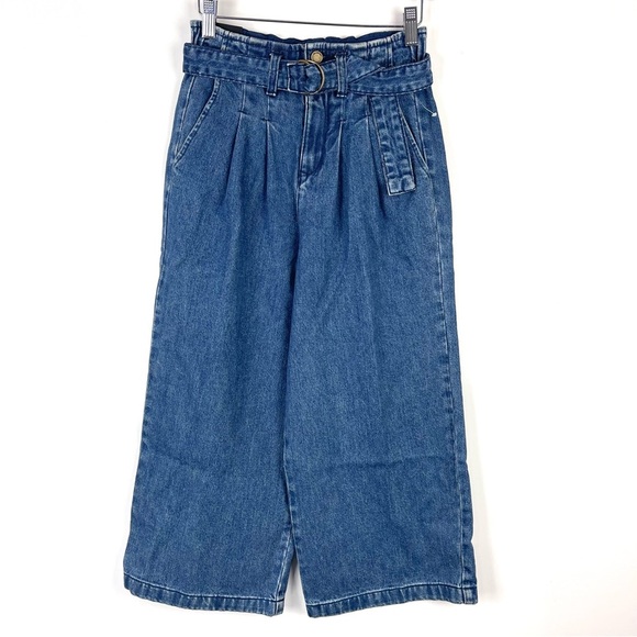 NEW Blank NYC High Waist Pleated Cropped Wide Leg Jeans Belt Women's Size 24 - Picture 1 of 9